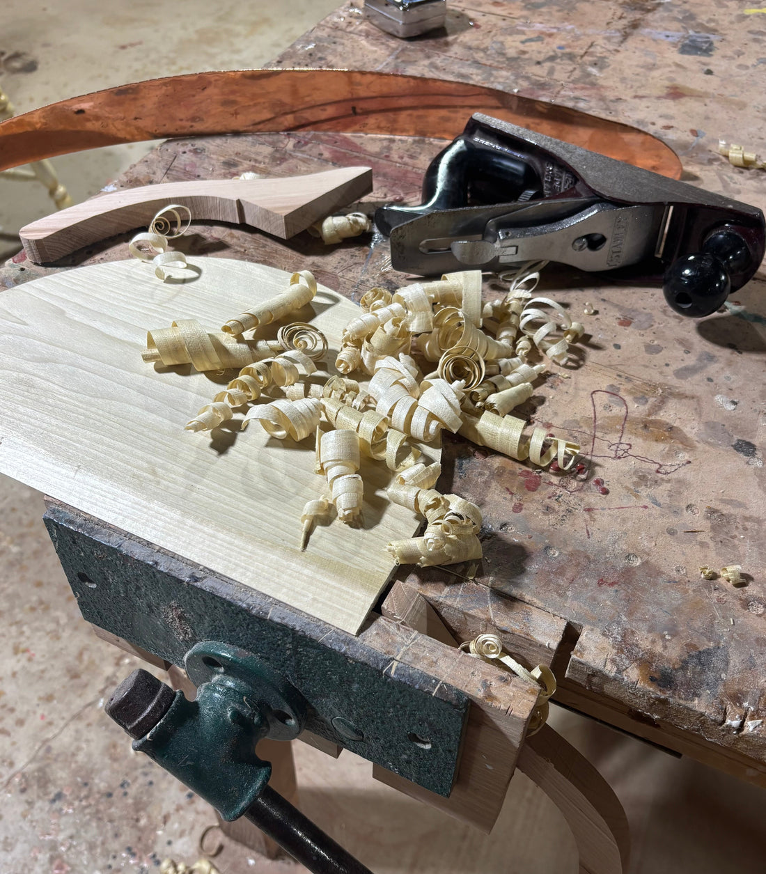 Hand planing our hand made wooden dustpans