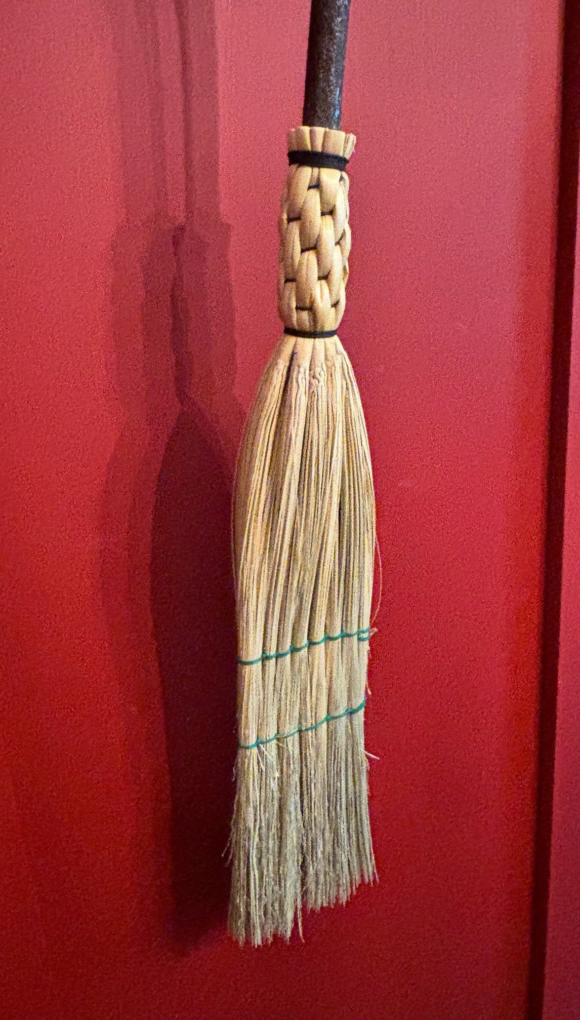 Handmade Broomcorn Hearth or Children's Broom on a Tree Branch Broomstick