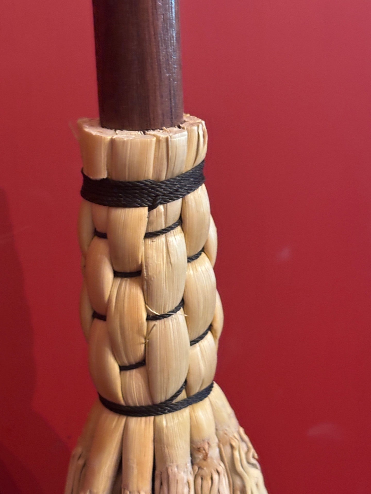 Handmade Broomcorn Broom on a Handmade Black Walnut Broomstick