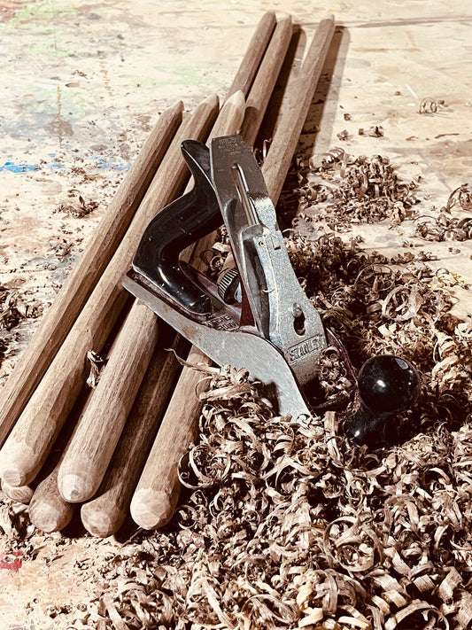 Making handmade walnut broomsticks