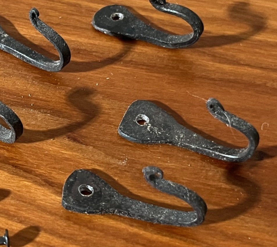 Hand-Forged Horseshoe Nail Hooks - Set of 4