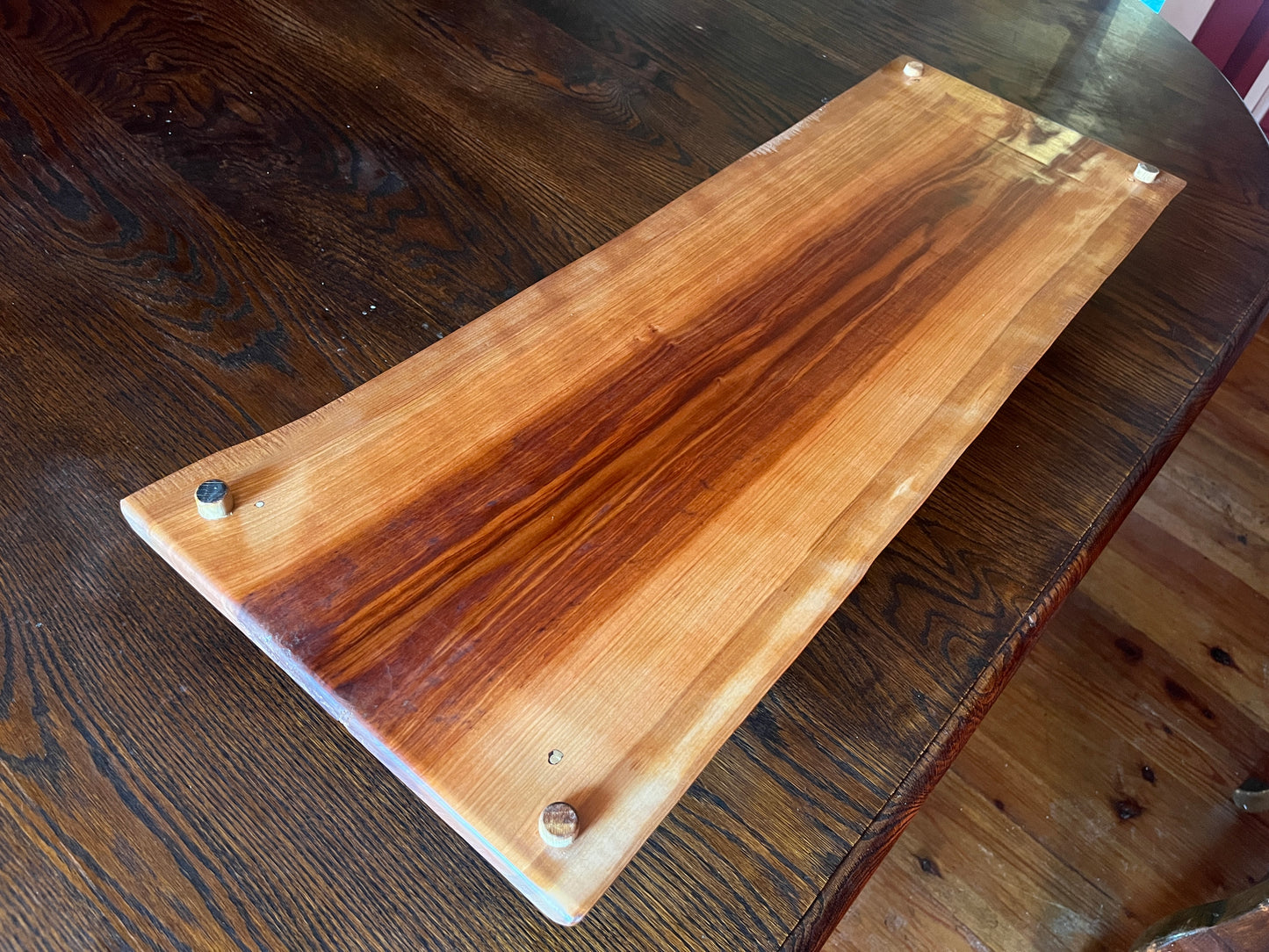 Extra Large 39" Rustic Luxury Charcuterie Board, Solid Cherry with Blacksmithed Handles