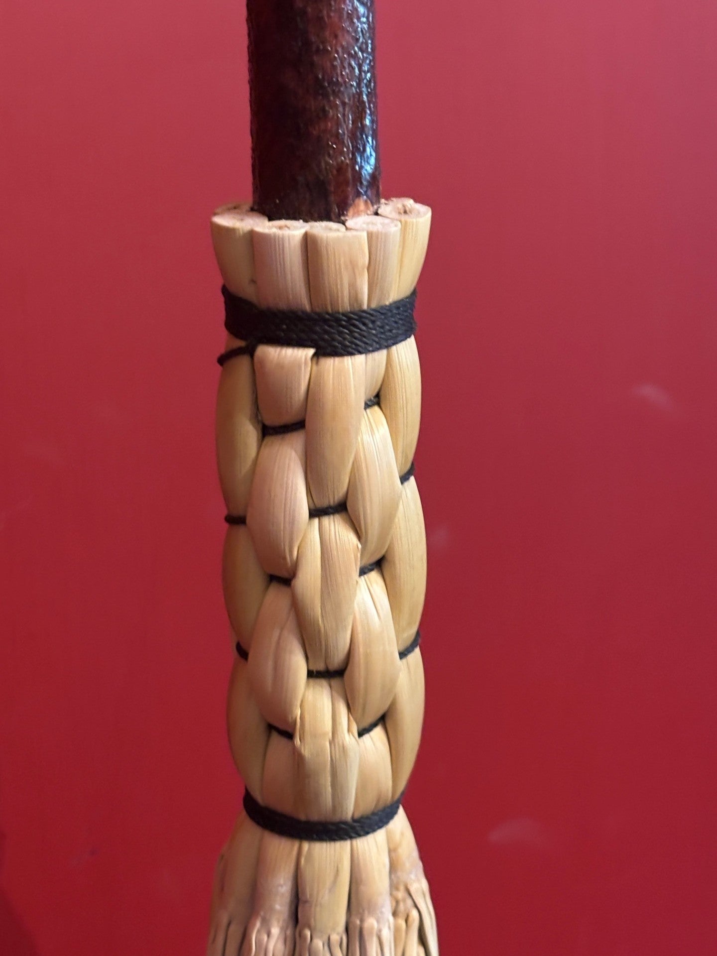 Handmade Broomcorn Broom on a Handmade Black Walnut Broomstick
