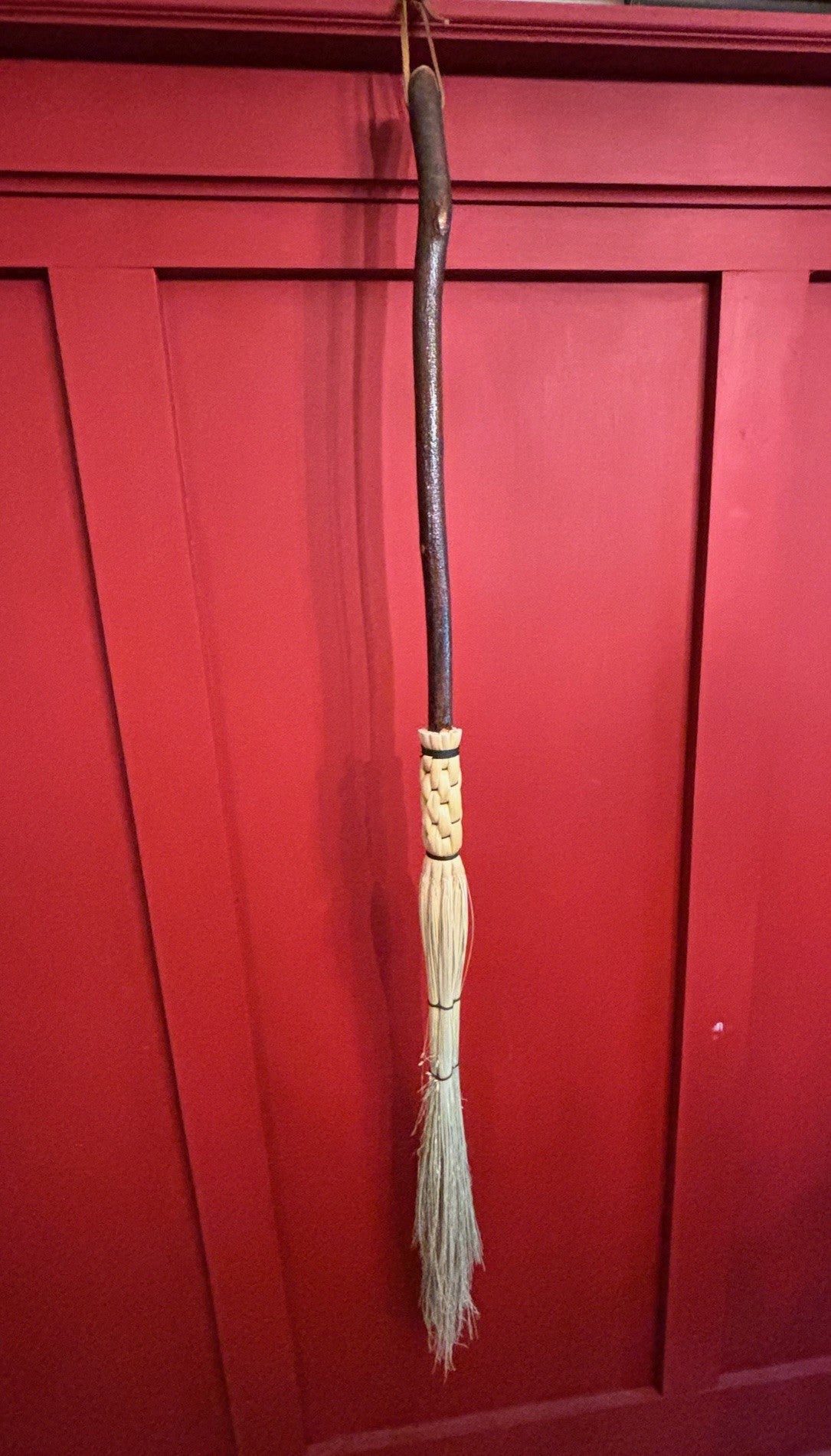 Handmade Broomcorn Broom on a Handmade Black Walnut Broomstick