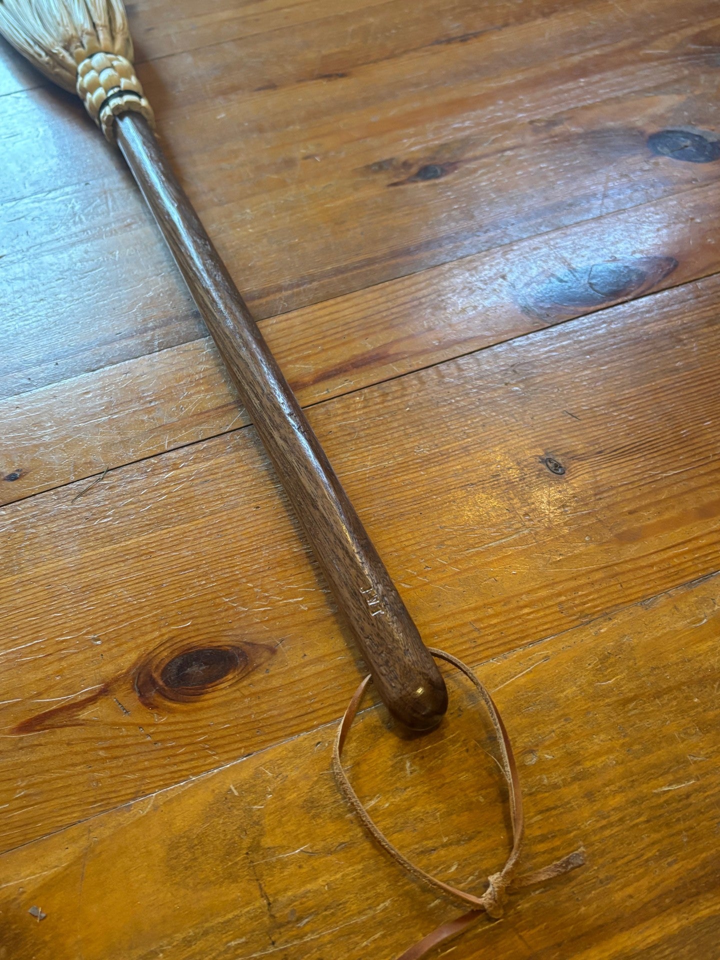 Handmade Broomcorn Broom on a Handmade Black Walnut Broomstick